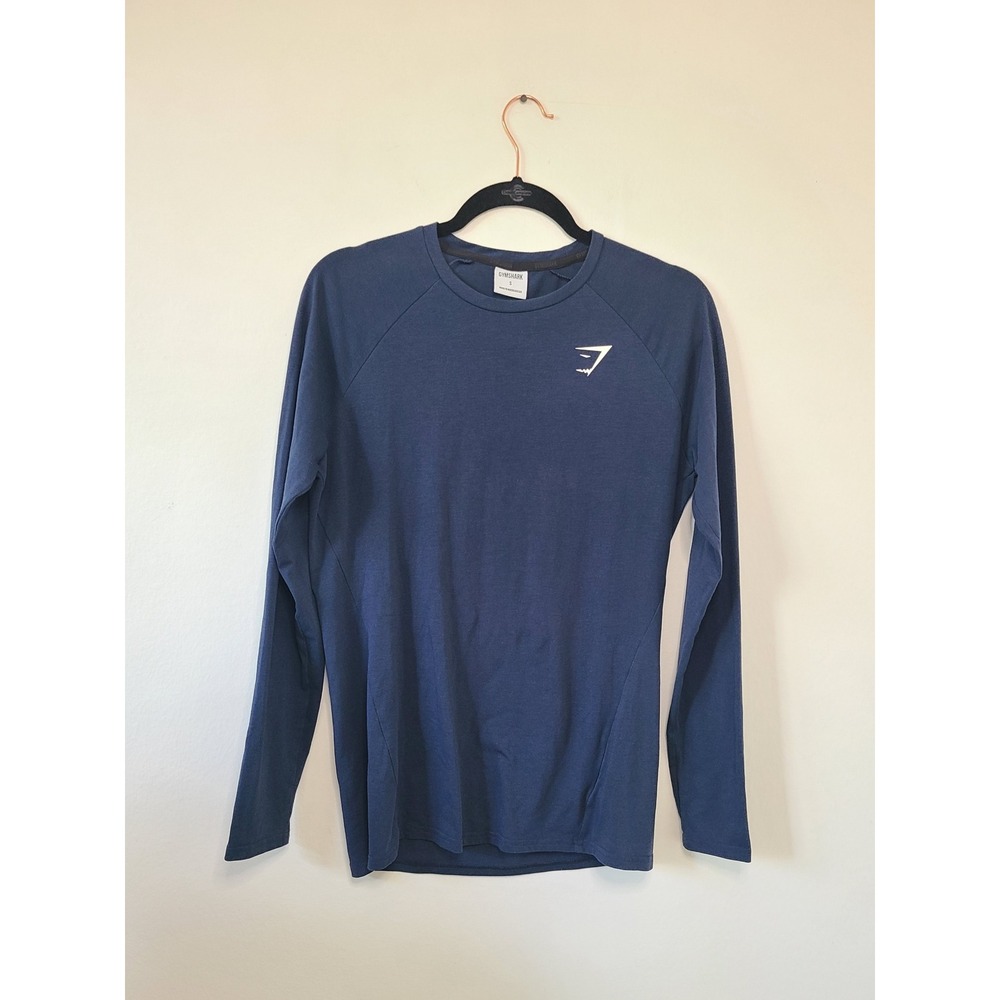Gymshark Men's Navy Long Sleeve T Shirt Size S